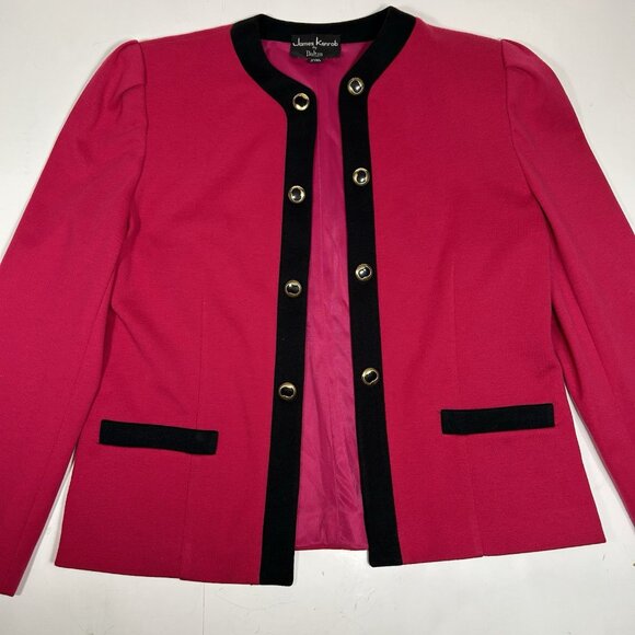 Vtg JAMES KENROB by Dalton Pink Knot Skirt Suit Open Jacket Lined Sz 14 Skirt 12 - Picture 3 of 14